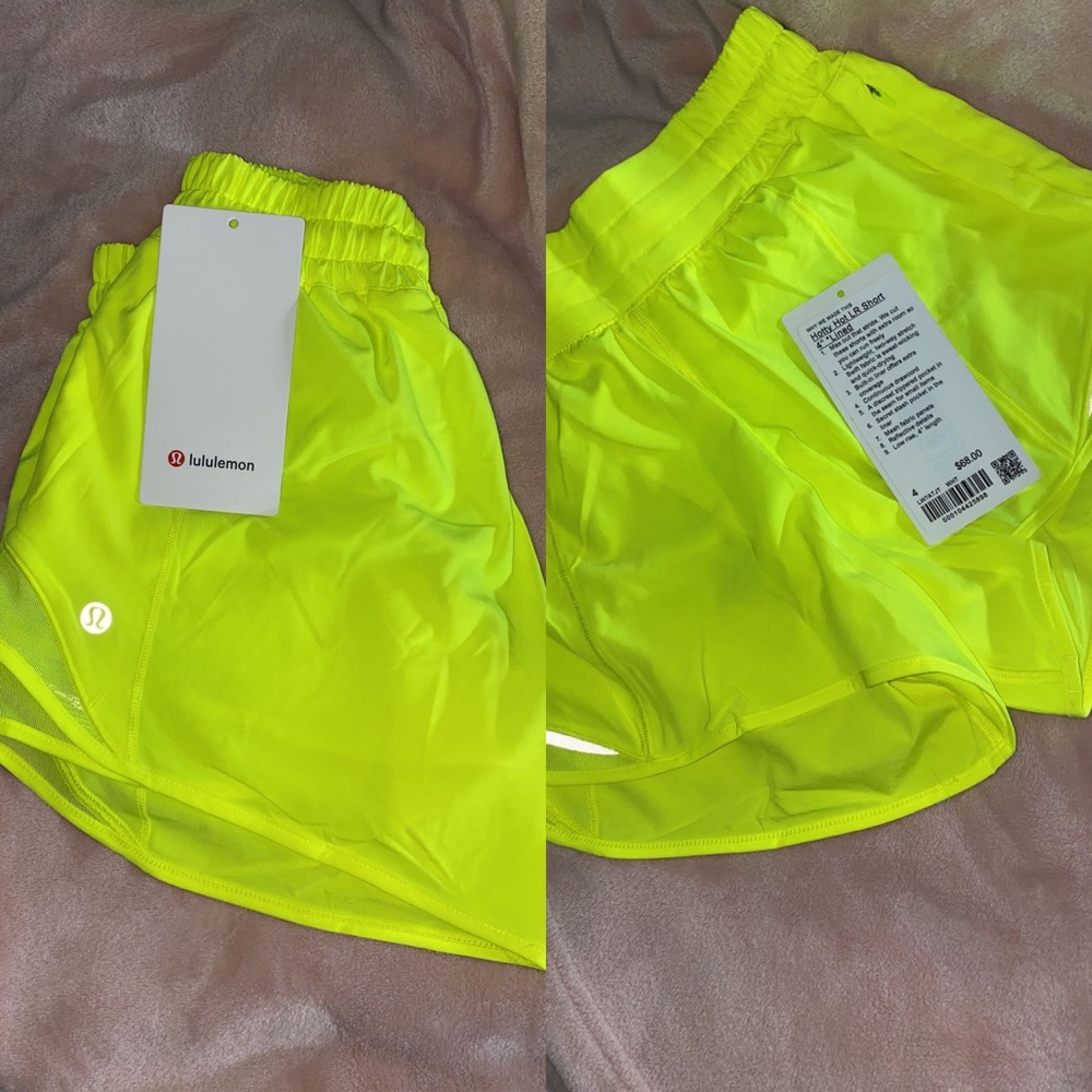 Neon Lululemon hotty hot shorts